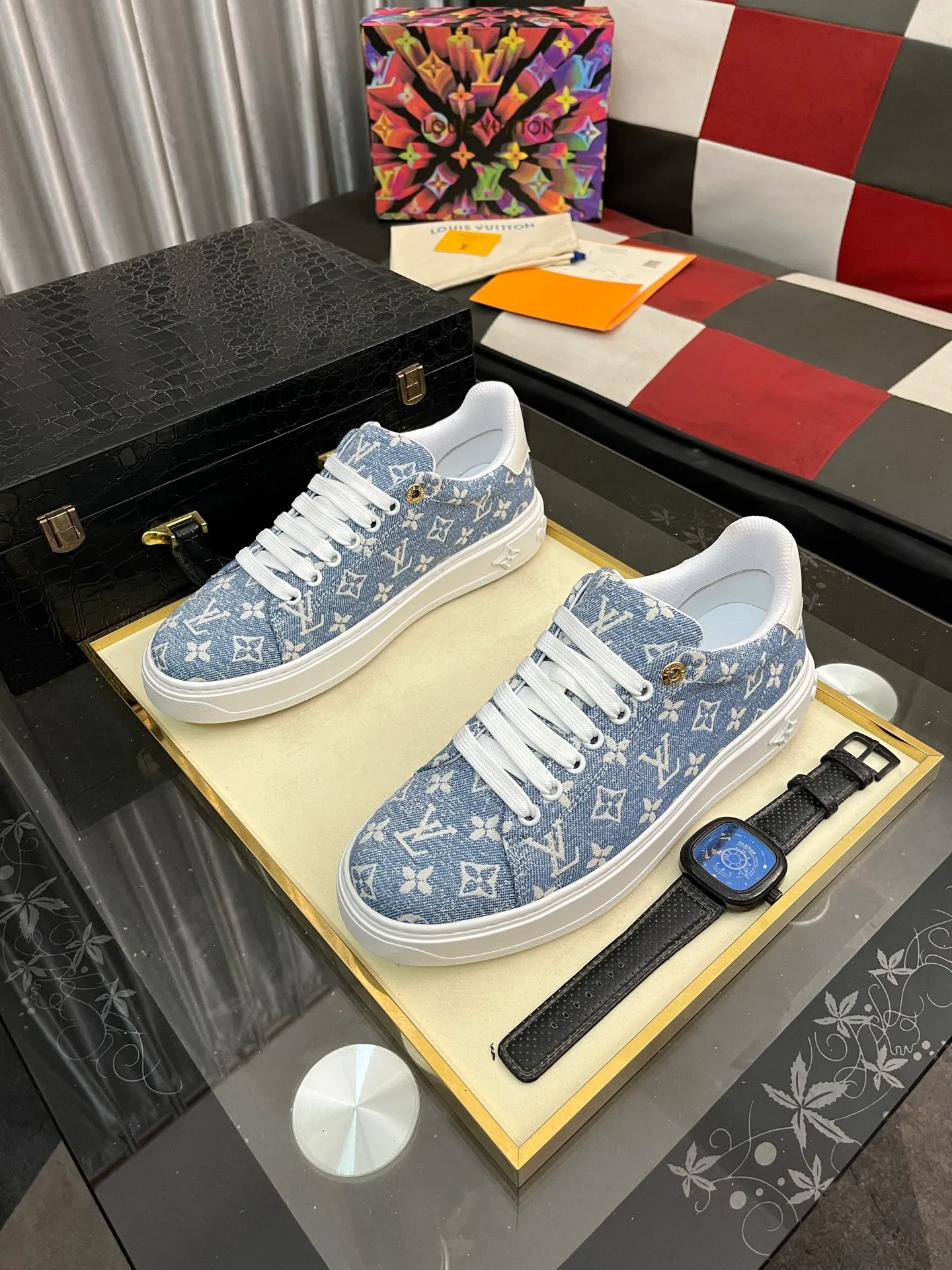 Men's shoes 💰540⌚️⌚️[Louis Vuitton LV] Dad shoes are popular casual sports shoes with outsole, breathable and comfortable, easy to walk, trendy men's versatile fly woven epoxy matching ➕leather lining➕Gucci's popular original outsole, sports and running style, super comfortable. Size 38-445️⃣Colors available